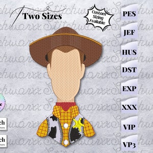 Woody Embroidery Design, Toy Story Embroidery Design, File in PES, DST, JEF, etc., Toy Story Woody Machine Embroidery Design