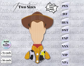 Woody Embroidery Design, Toy Story Embroidery Design, File in PES, DST, JEF, etc., Toy Story Woody Machine Embroidery Design