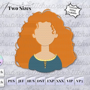 Merida Machine Embroidery Design, Brave, Princess Embroidery Design, File in PES, DST, JEF, etc., Instant Download
