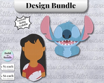 Lilo and Stitch Machine Embroidery Design, Lilo Stitch Embroidery Design, File in PES, DST, JEF, etc., Embroidery File