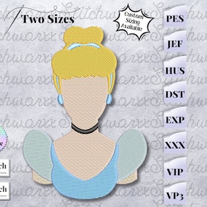 Motif de broderie Cendrillon, motif de broderie Princesse Disney, fichier au format PES, DST, JEF, etc., motif de broderie Machine Cendrillon