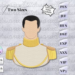 Prince Charming Embroidery Design, Cinderella Embroidery Design, File in PES, DST, JEF, etc., Cinderella Machine Embroidery Design