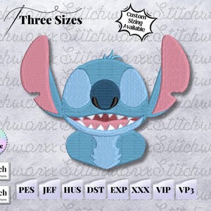 Stitch Machine Embroidery Design, Lilo Stitch Embroidery Design, File in PES, DST, JEF, etc., Embroidery File