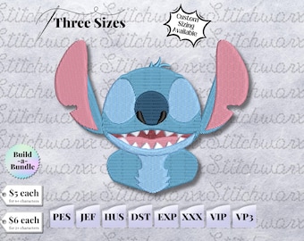 Stitch Machine Embroidery Design, Lilo Stitch Embroidery Design, File in PES, DST, JEF, etc., Embroidery File