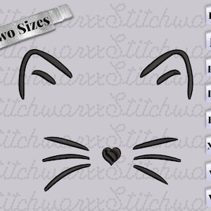 Fichier de broderie de chat, motifs de broderie à la mode, fichier en PES, DST, JEF, etc., téléchargement immédiat