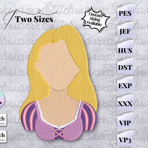 Rapunzel Embroidery Design, Disneeyy Princess Rapunzel Machine Embroidery Design, File in PES, DST, JEF, etc., Instant Download