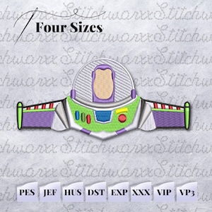 Buzz with Wings Embroidery Design, Toy Story Embroidery Design, File in PES, DST, JEF, etc., Toy Story Buzz Machine Embroidery Design