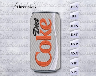 Diet Coke Machine Embroidery Design, Soda Can Embroidery, File in PES, DST, Jef, etc., Instant Download