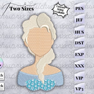 Elsa Embroidery Design, Frozen Embroidery Design, File in PES, DST, JEF, etc., Frozen Elsa Machine Embroidery Design