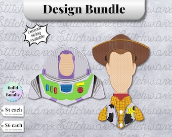 Woody and Buzz Embroidery Designs, Toy Story Embroidery Design, File in PES, DST, JEF, etc., Machine Embroidery Design
