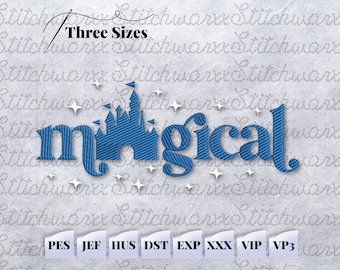 Magical Disneyy Castle Embroidery File, Trendy Embroidery Design, File in PES, DST, JEF, etc., Instant Download