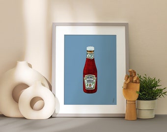 Wall Art Kitchen Printable Heinz Ketchup Original Art Digital Print Home Decor Gift Dining Room Poster Watercolor Painting Boho Modern