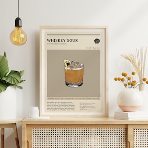 Whiskey Sour Cocktail Art Print | Western Poster Digital Print Bar Wall Art Home Decor Digital Download