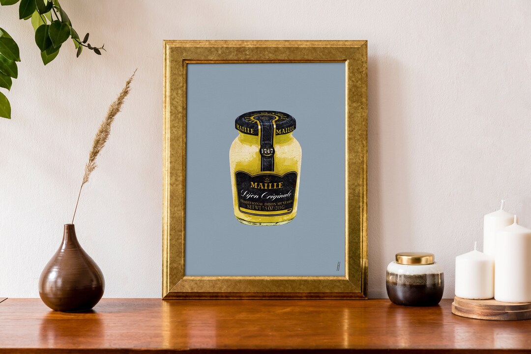Maille Mustard Kitchen Wall Art Dining Room Decor Digital Print Home