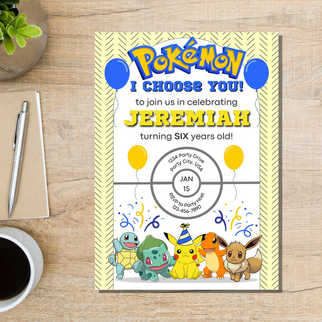 Pokemon Birthday Invitation, Pokemon Birthday Party, Pokemon Theme ...