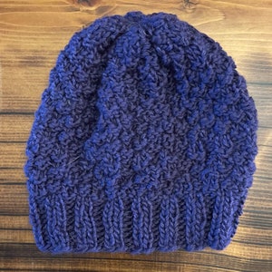 Beautiful Purple Textured Baby Beanie 3-6 months. Handmade. Knitted.