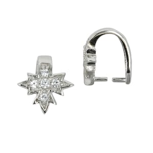 May include: Silver-toned pendant bail with a starburst design featuring clear cubic zirconia stones.