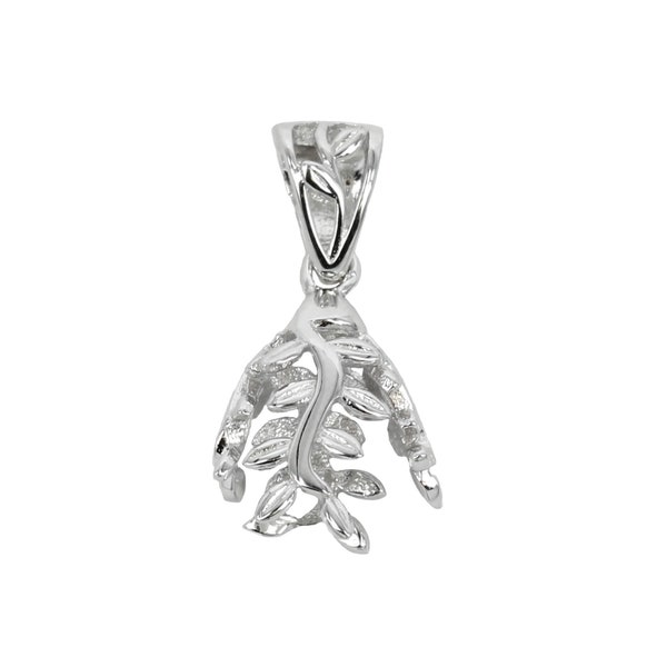 Vines Motif Pendant Setting with Round Shape Bezel Glue-on Cap Mounting including Bail in Sterling Silver - Various Sizes | MTP888 MTP888B