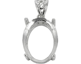 Oval Basket Setting Pendant with Soldered Loop and Fancy Bail in Sterling Silver | MTP1002-MTP1010