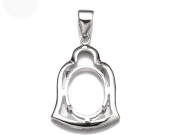 Bell Pendant Setting with Oval Prongs Mounting including Bail in Sterling Silver 10x14mm | MTP535