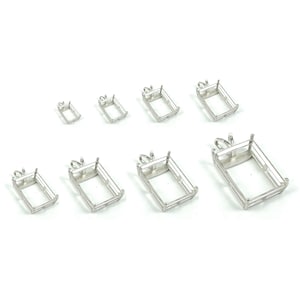 Basket Pendant Setting with Deep Rectangular Prongs Mounting in Sterling Silver - Various Sizes | MTP837-MTP844