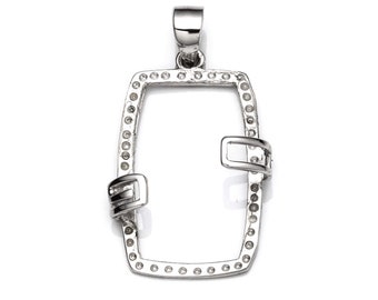 Rectangular Pendant Setting with Rectangular Prongs Mounting including Bail in Sterling Silver 15x23mm | MTP570