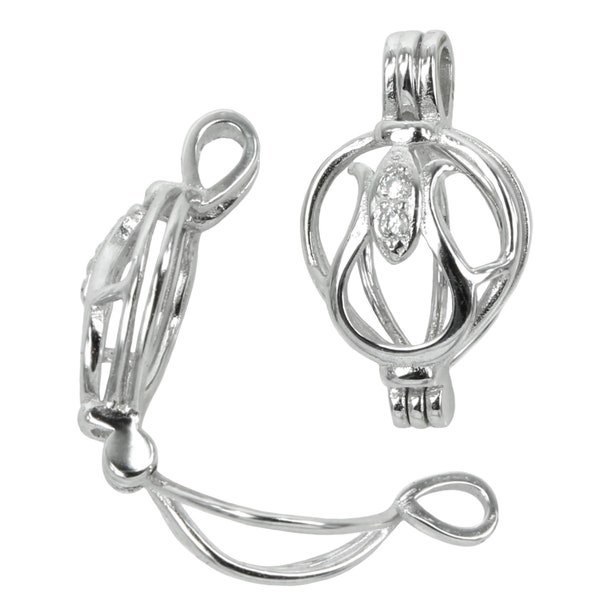 CZ's Accented Cage Pendant Setting with Cage Mounting including Bail in Sterling Silver 4x5mm | MTP1075