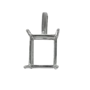 May include: Silver pendant setting with a square bezel for a gemstone. The setting has a bail for attaching a chain.
