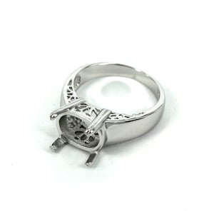 Frolic Ring Setting with Oval Prongs Mounting in Sterling Silver 9x12mm | MTR203