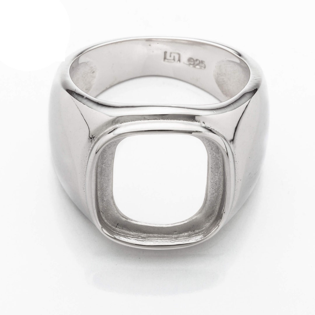 Simple Ring Setting With Rectangular Bezel Mounting in Sterling Silver ...