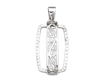 Rectangular Pendant Setting with Rectangular Bezel Mounting including Bail in Sterling Silver 15x24mm | MTP584