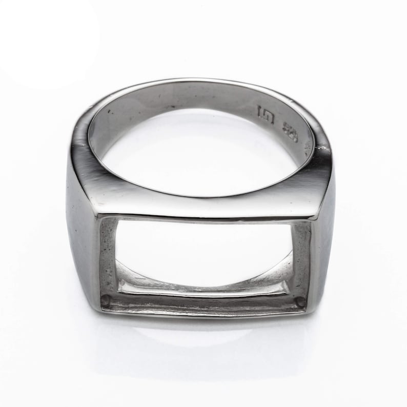 Simple Ring Setting with Rectangular Bezel Mounting in Sterling Silver 10x16mm | MTR071-6 image 1