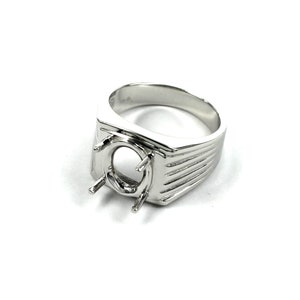 Tapered Square Ring Setting with Oval Prongs Mounting in Sterling Silver 10x12mm | MTR231-7