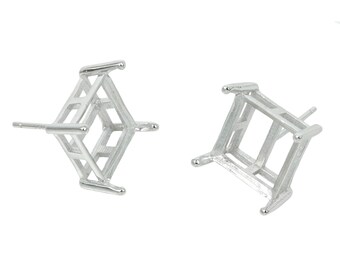 Square Basket Ear Studs in Sterling Silver | ES227