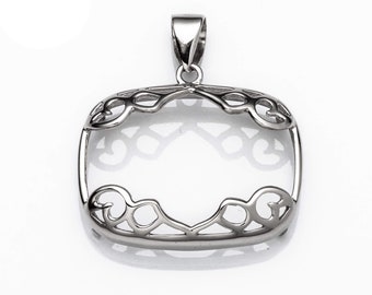Rectangular Pendant Setting with Rectangular Prongs Mounting including Bail in Sterling Silver 17x23mm | MTP528