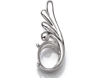 Swirl Pendant Setting with Oval Prongs Mounting including Bail in Sterling Silver 7x9mm | MTP242