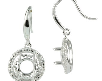 CZ's Halo Earrings Settings with Round Prongs Mounting in Sterling Silver 6mm | EW784