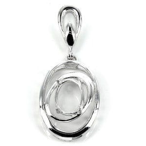 May include: Silver pendant with a circular design featuring multiple interlocking rings. The pendant has a bail for attaching to a chain.
