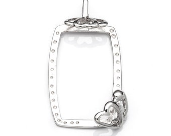 Rectangular Pendant Setting with Rectangular Bezel Mounting including Bail in Sterling Silver 15x23mm | MTP576