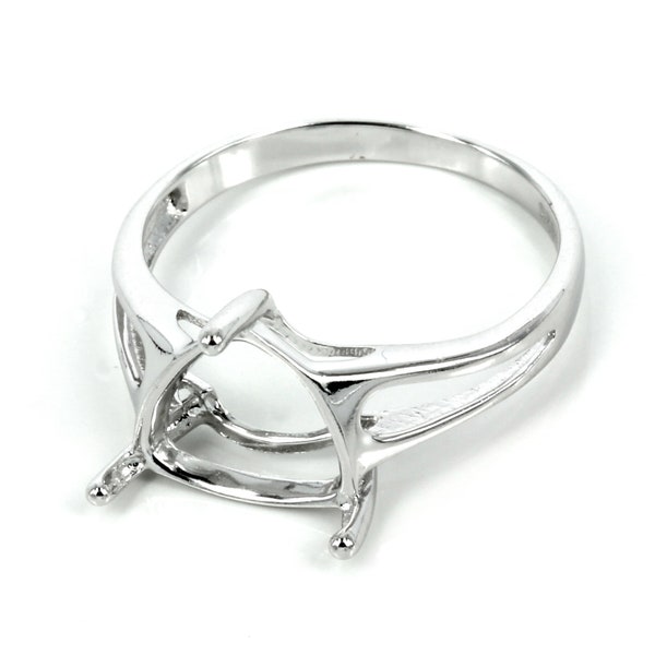 Split Shank Ring Setting with Trillion Prongs Setting in Sterling Silver 9mm | MTR390-5