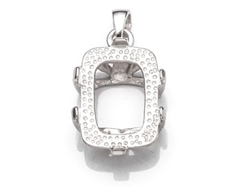 Rectangular Pendant Setting with Rectangular Bezel Mounting including Bail in Sterling Silver 11x15mm | MTP282