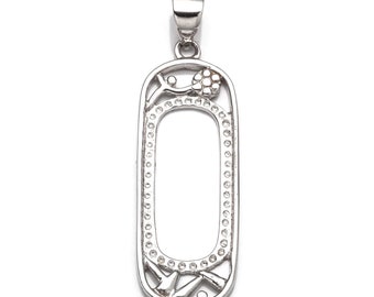 Rectangular Pendant Setting with Rectangular Bezel Mounting including Bail in Sterling Silver 10x20mm | MTP583