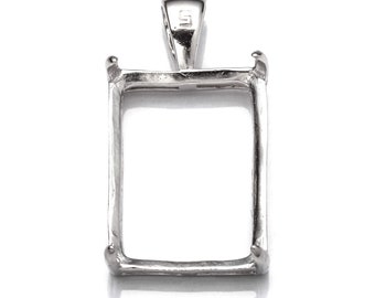 Rectangular Pendant Setting with Rectangular Bezel Mounting including Bail in Sterling Silver 15x20mm | MTP376