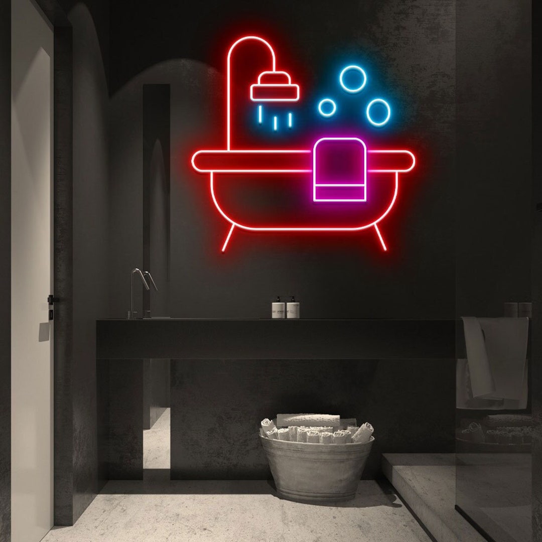 Bathroom Neon Sign Bathtub Neon Sign Funny Bathroom Decor - Etsy