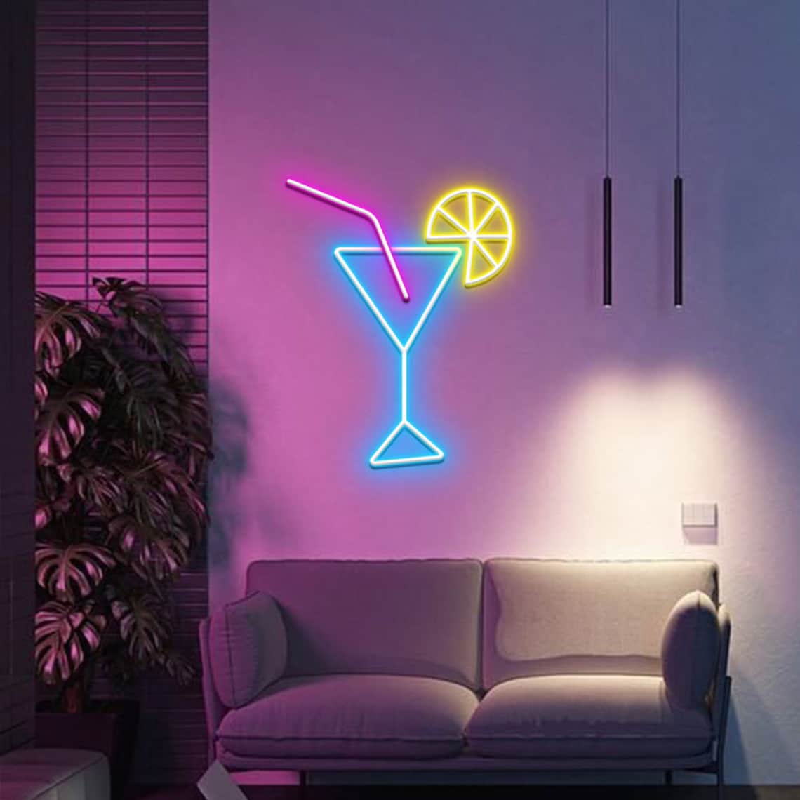 Martini LED Neon Sign Martini Glass Neon Signpub - Etsy