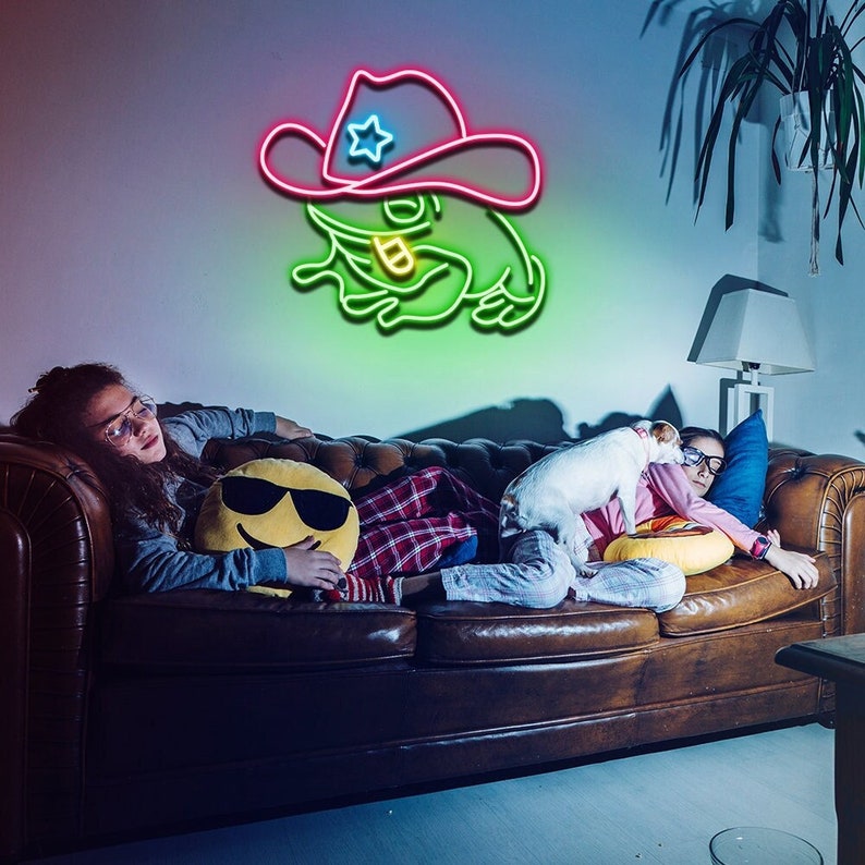 Custom Cowboy Frog LED Neon Cowboy Bar Decor Sign Cowboy Etsy