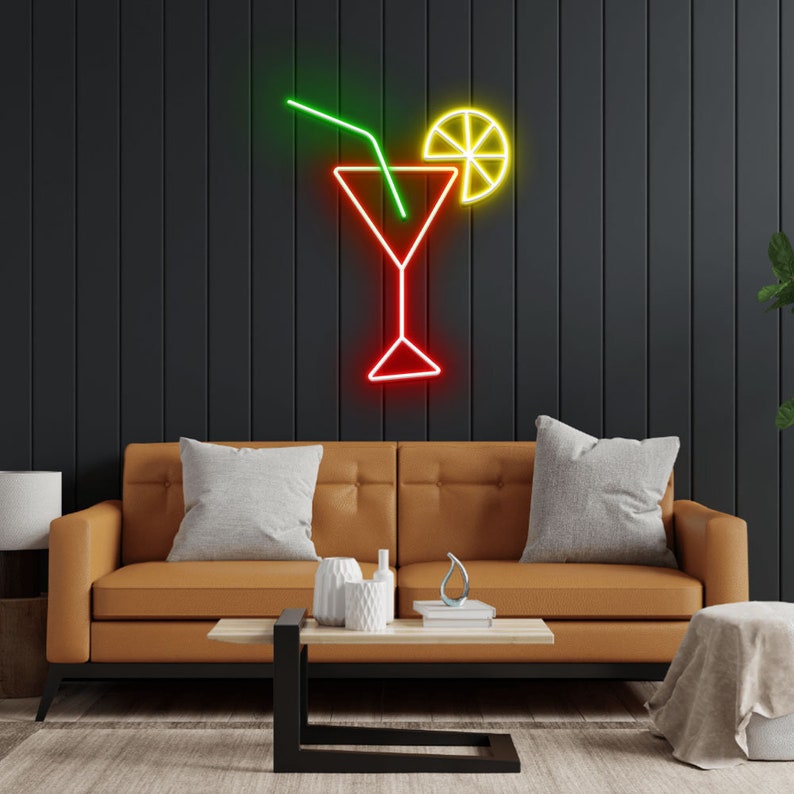 Martini LED Neon Sign Martini Glass Neon Signpub Etsy