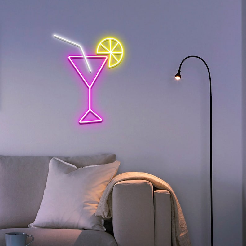 Martini LED Neon Sign Martini Glass Neon Signpub Etsy