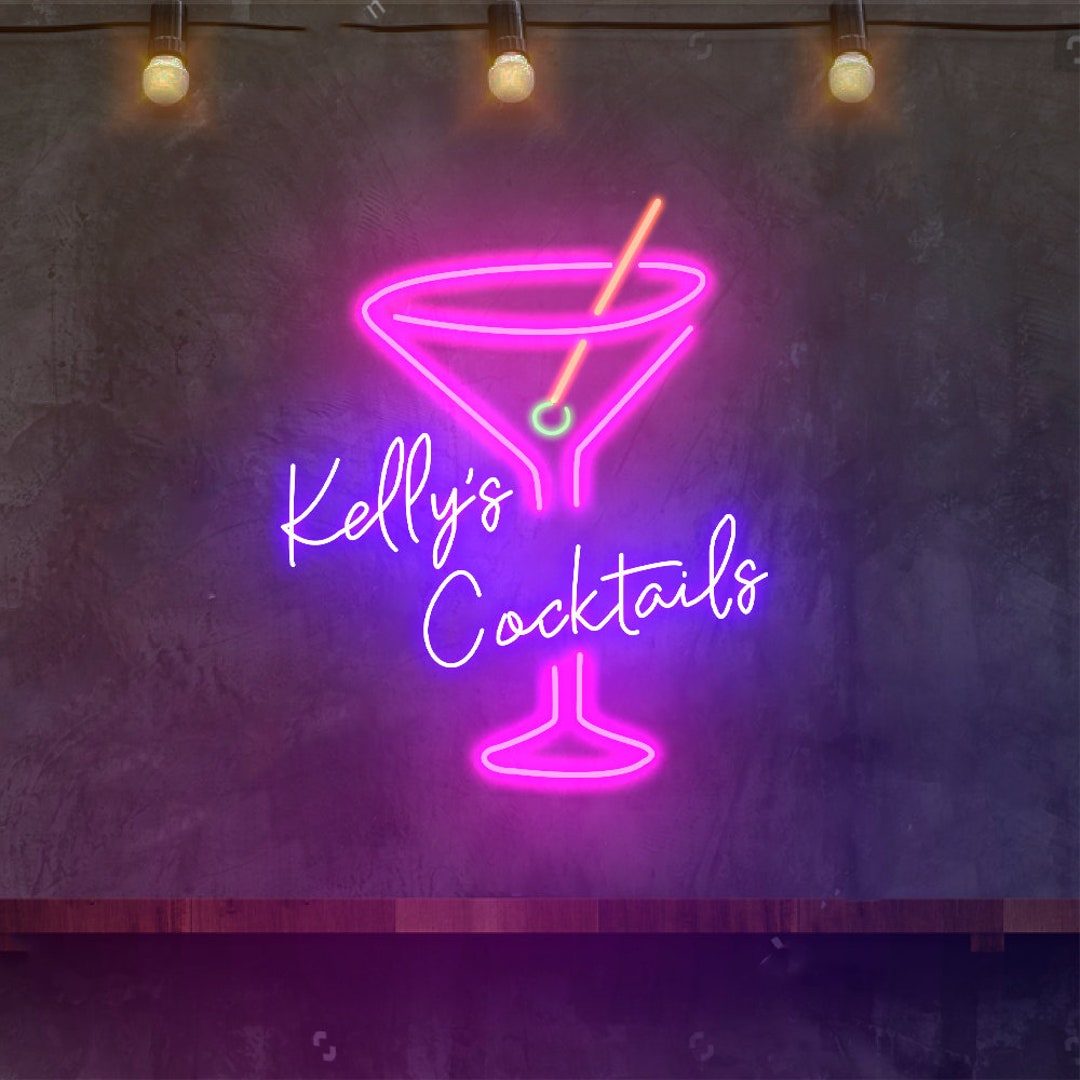 Cocktails Neon Sign Custom Bar Neon Lights Home Bar Neon Etsy