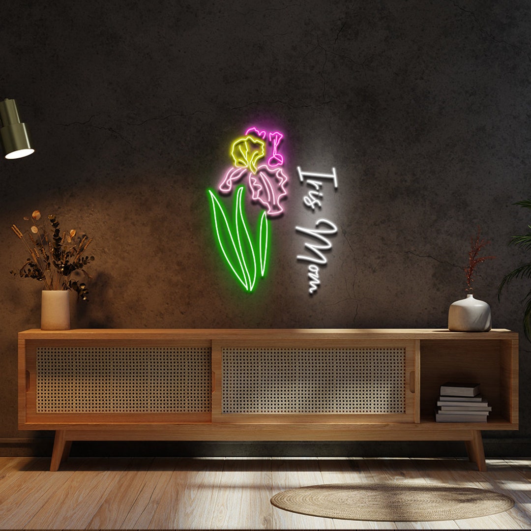 Iris Flower Neon Sign Flower Neon Sign Garden Flower Neon Etsy